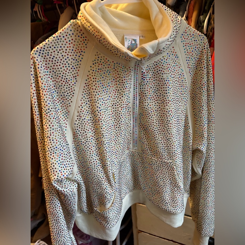 Queen of Sparkles Rainbow Sequin Athletic Zip Up
